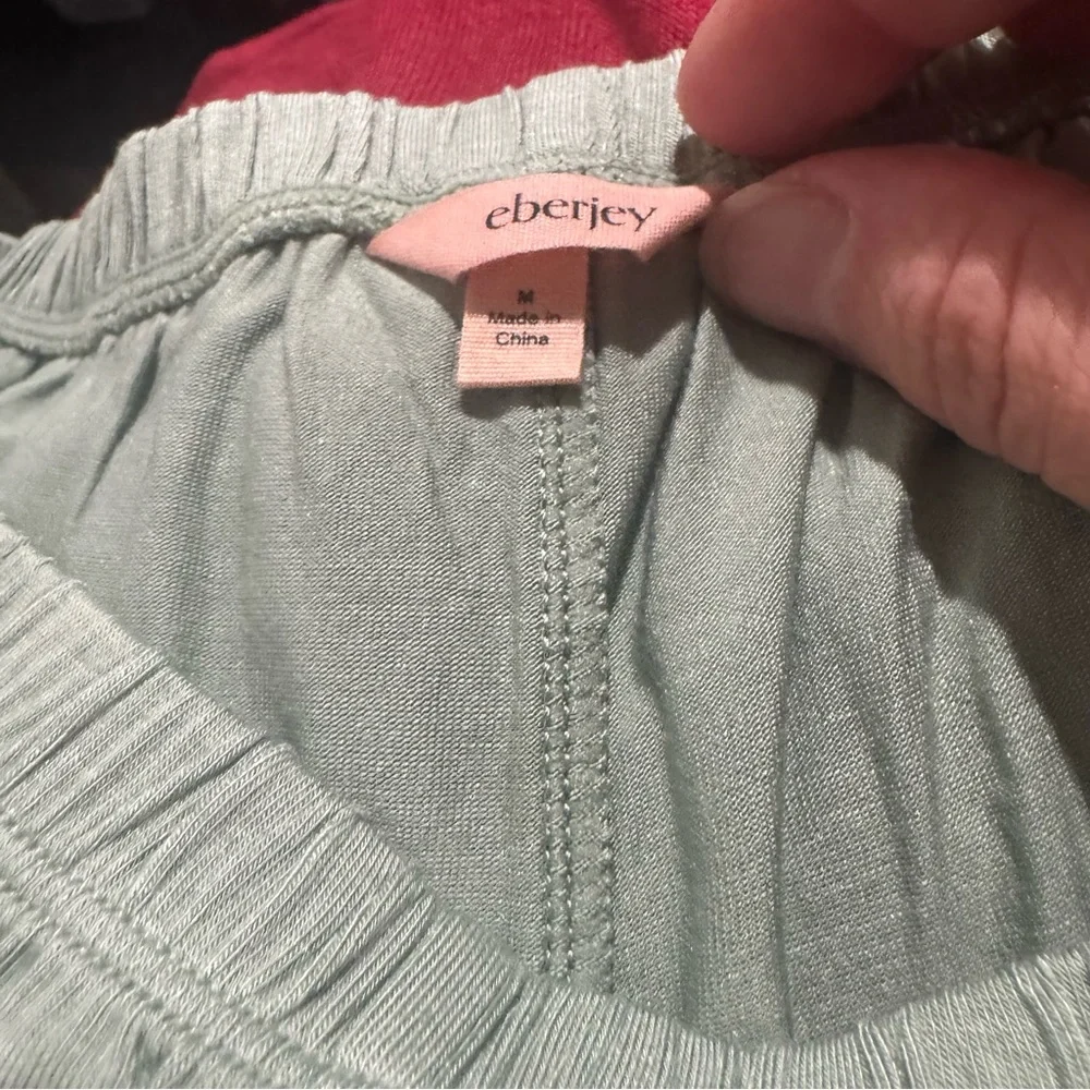 Eberjey Frida Tencel Modal Whipstitch Shortie PJ Pajamas in Eucalyptus Ivory - Picture 9 of 9